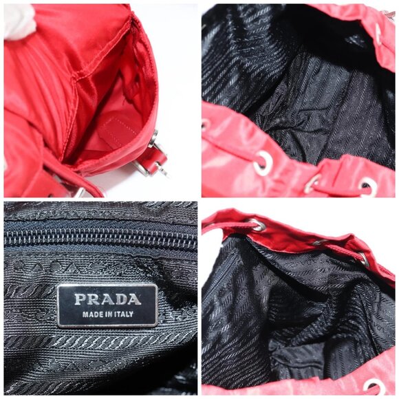 PRADA Backpack Nylon Red Silver Auth 137676 main image 6